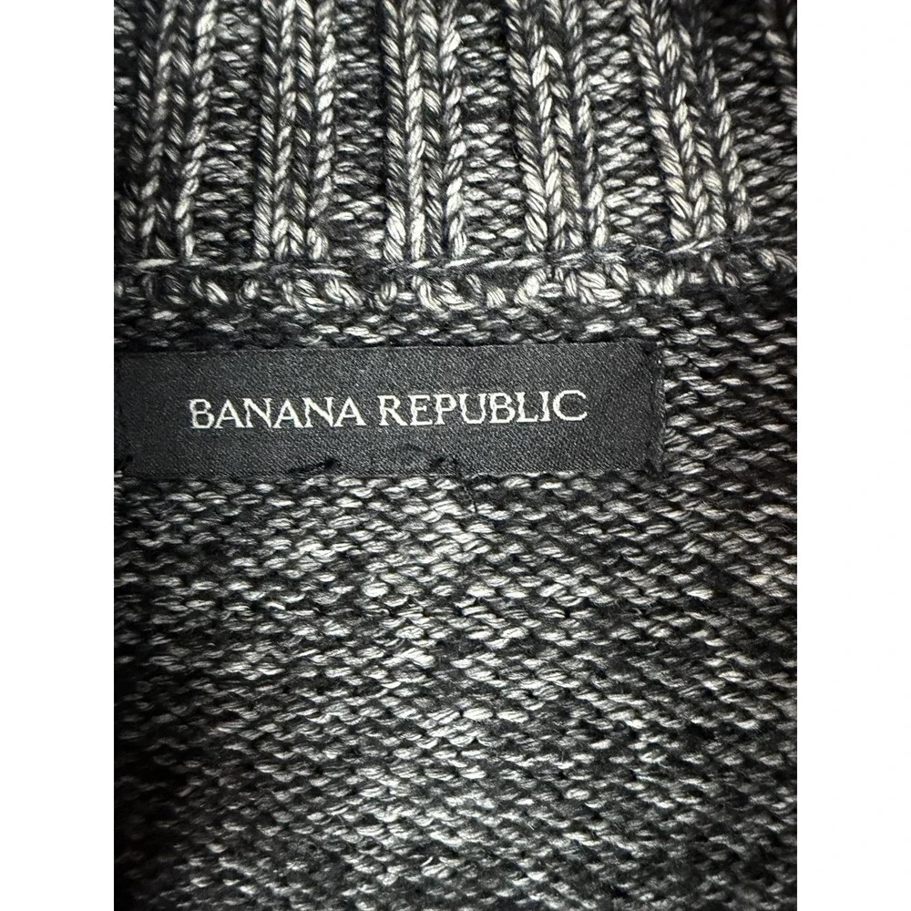 Banana Republic Sweater Mens Medium Gray Cotton Acrylic Full Zip Mock Neck Knit
